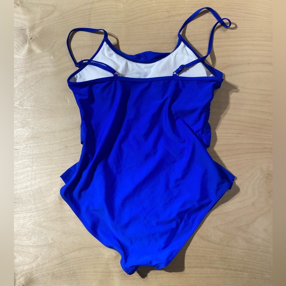 Blue Ruffled Swimsuit Large (OX) - Picture 8 of 10